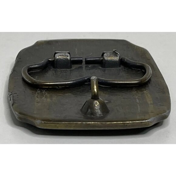 VINTAGE Wild Horses Solid Brass Belt Buckle Enamel U.S.A. Western Rustic Cowboy - Picture 8 of 10